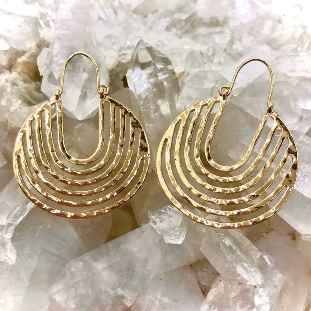FP Descending Crescent Gold Hoop Earrings - Picture 1 of 5
